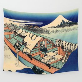 Hokusai -36 views of the Fuji 20 Ushibori in the Hitachi province Wall Tapestry