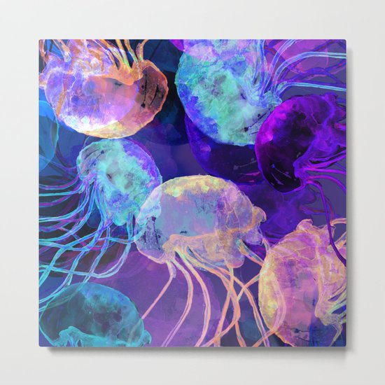Transculent Moon Jellyfish Metal Print