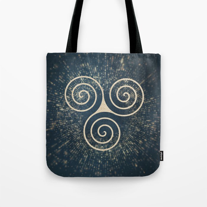 Triskelion Golden Three Spiral Celtic Symbol Tote Bag By Art4u Triskelion Golden Three Spiral Celtic Symbol Tote Bag