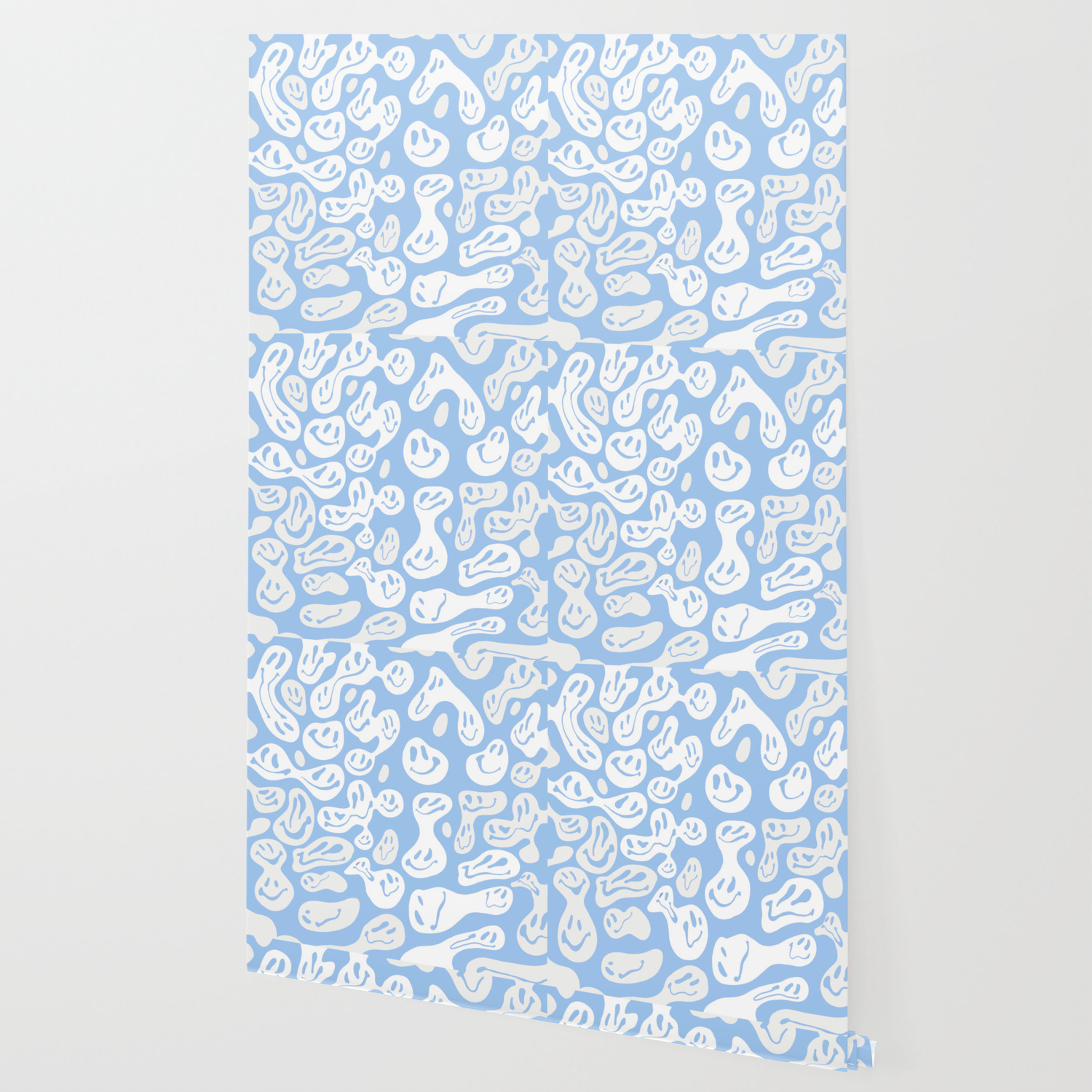 Pastel Blue Dripping Smiley Wallpaper By Artbylamia Society6