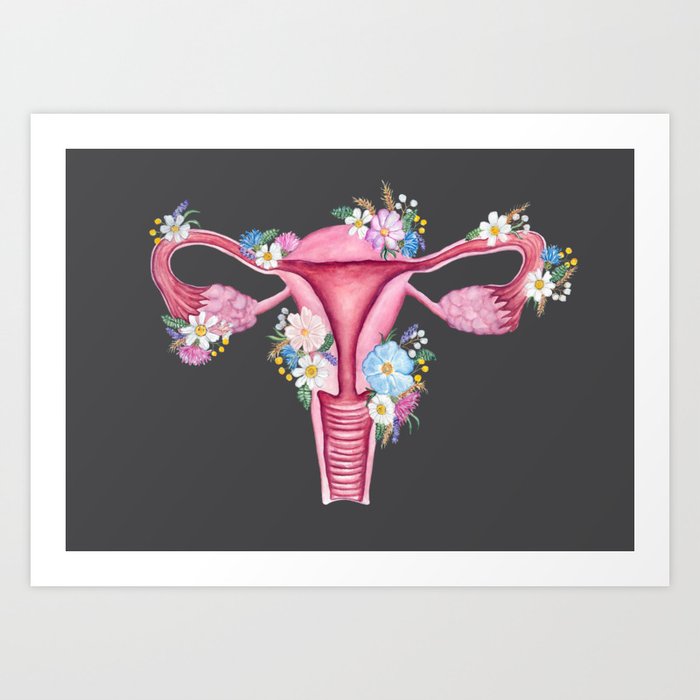 Floral Uterus Anatomy: Anatomical Art, Watercolor Feminist Women Doctor