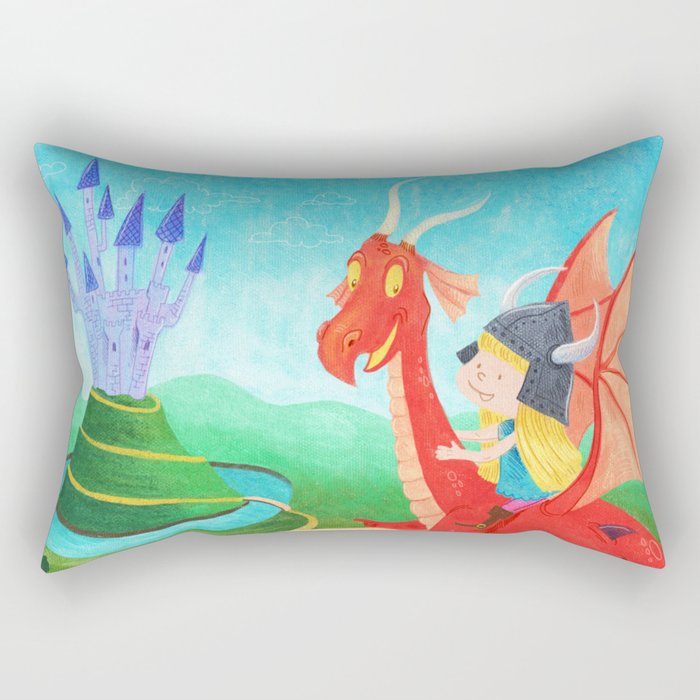 The Girl and The Dragon Rectangular Pillow