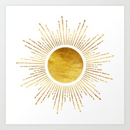Golden Sunburst Starburst White Hot Art Print
