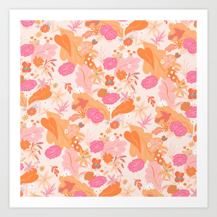 Pink & Orange Jungle Art Print