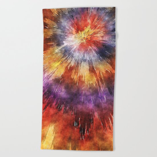 Colorful Tie Dye Rings Beach Towel