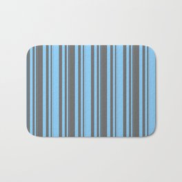[ Thumbnail: Light Sky Blue and Dim Grey Colored Pattern of Stripes Bath Mat ]