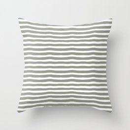 Evergreen Fog Wide Ruled Wonky Pattern Throw Pillow