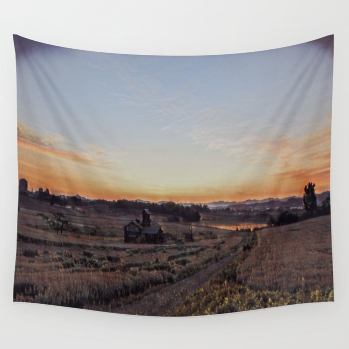 Countryside at sunset Wall Tapestry