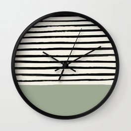 Sage Green x Stripes Wall Clock