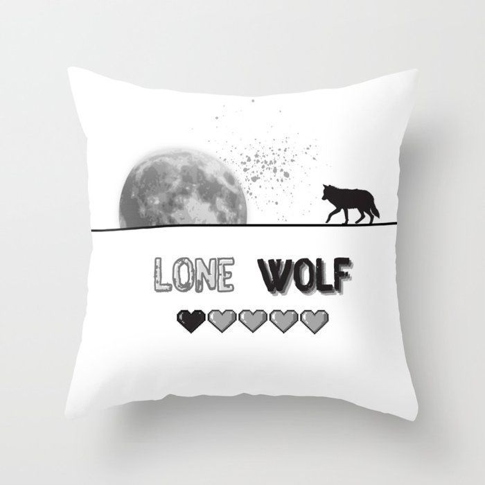 Lone Wolf | Lonely Wolf 1 Heart Throw Pillow