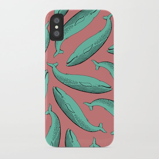calm whale pattern iPhone Case