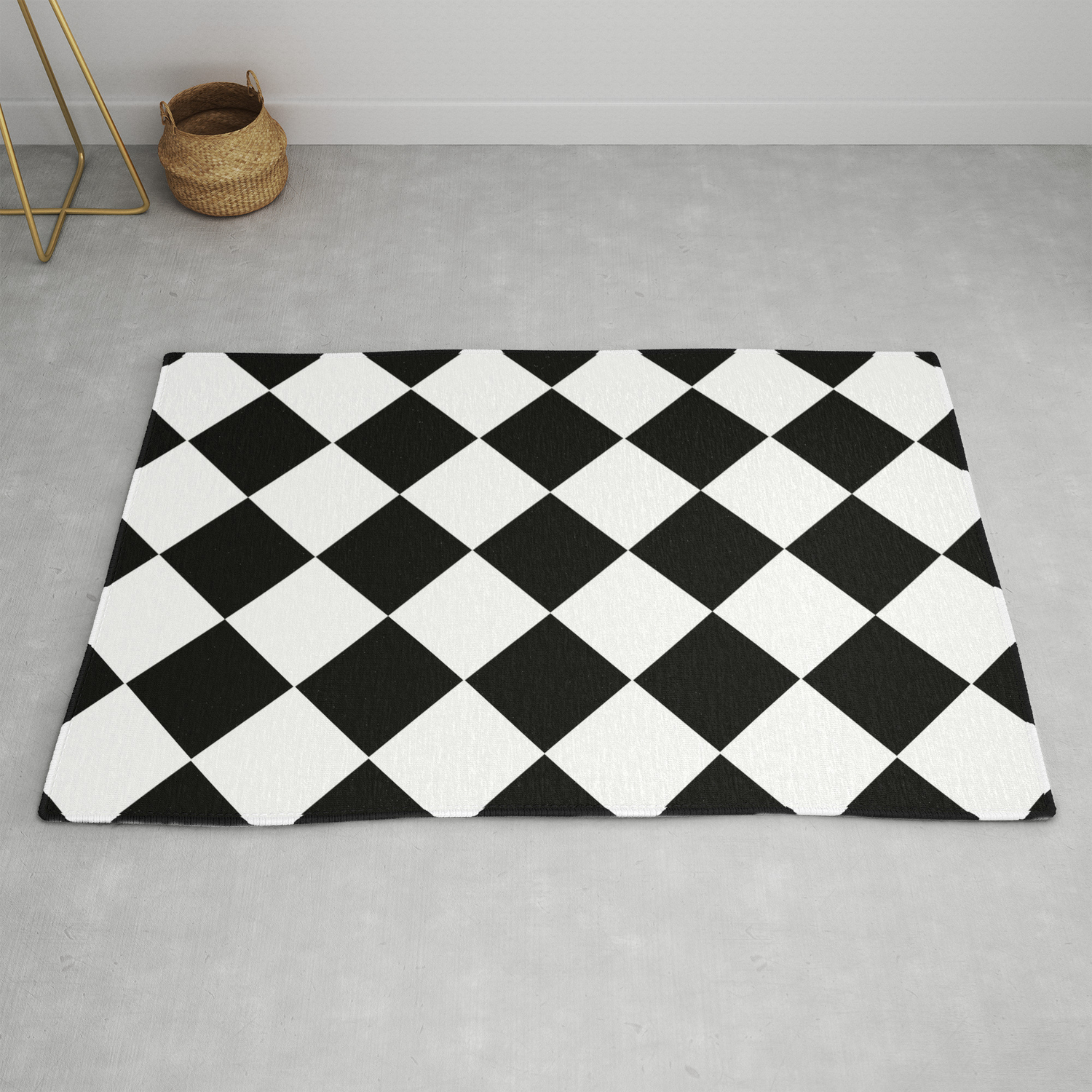 Diamond Black And White Rug By Beautifulhomes Society6