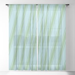 [ Thumbnail: Powder Blue and Dark Sea Green Colored Striped/Lined Pattern Sheer Curtain ]