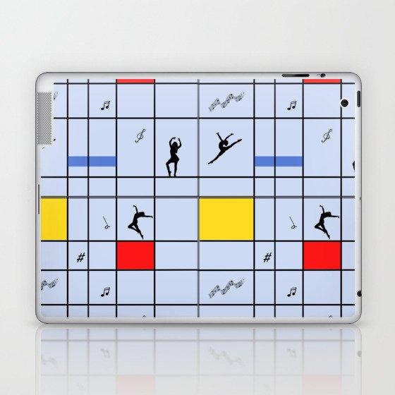 Dancing like Piet Mondrian - Composition with Red, Yellow, and Blue on the light blue background Laptop & iPad Skin