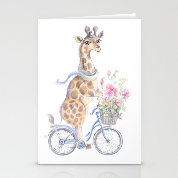 Sublimation Design, Giraffe, PNG Clipart, Giraffe on the bicycle, New Baby Card Design Stationery Cards