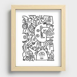 Black and White Graffiti Cool Funny Creatures Recessed Framed Print