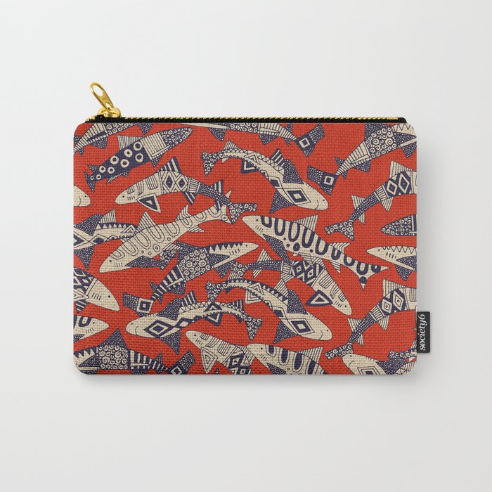 shark party red Carry-All Pouch
