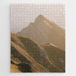 Green mountain peak in the warm morning light | Landscape Photography | Art Print Jigsaw Puzzle
