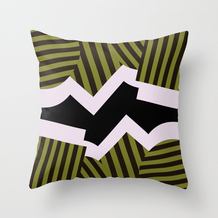 Bold Stripes - Black and white, brown and khaki stripes, abstract geometry Throw Pillow