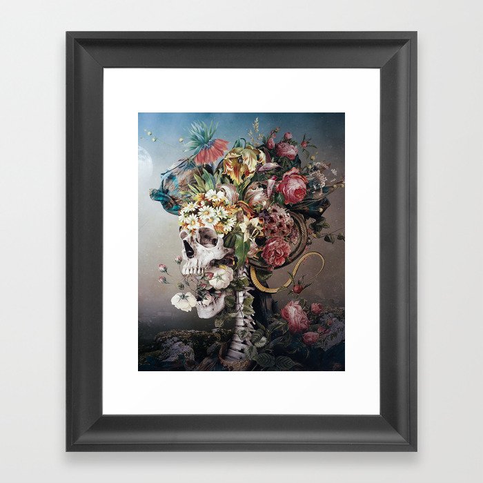 Flower skull Framed Art Print