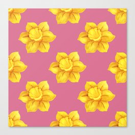 daffodil pattern watercolor Canvas Print