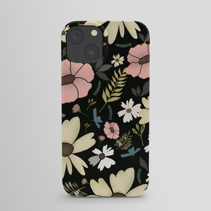 Black Vintage Floral  iPhone Case