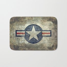 US Air force style insignia V2 Bath Mat | Distressed, Aircraft, Aviation, Curated, Painting, Vintage, Retro, Style, Star, Unitedstates 