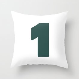 1 (Dark Green & White Number) Throw Pillow