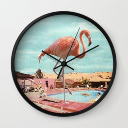 Flamingo on Holiday Wall Clock