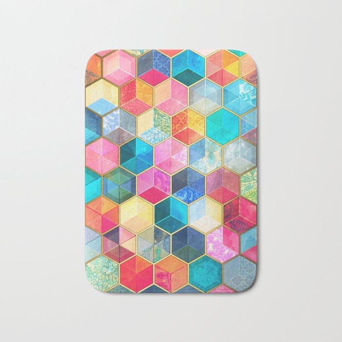 Crystal Bohemian Honeycomb Cubes - colorful hexagon pattern