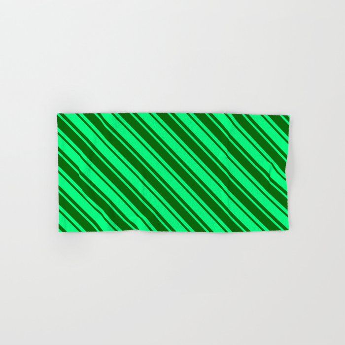 Dark Green & Green Colored Lined/Striped Pattern Hand & Bath Towel