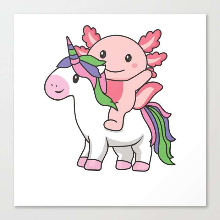 Trigender Flag Pride Lgbtq Axolotl On Unicorn Canvas Print