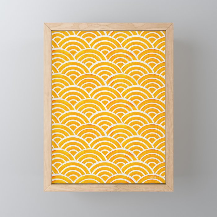 Japanese Seigaiha Wave – Marigold Palette Framed Mini Art Print