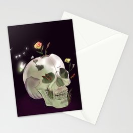 A Smile, Skull with Flowers Stationery Cards