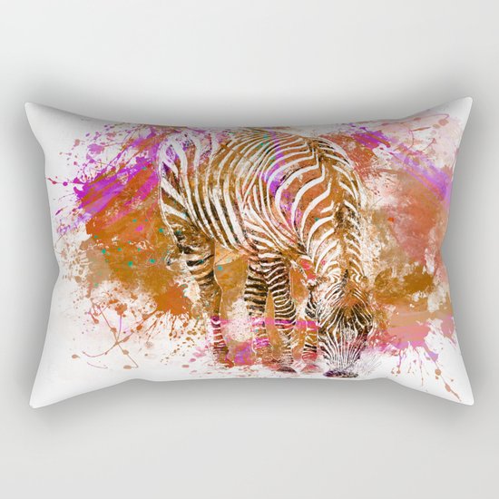Crazy Zebra paint splatter artwork Rectangular Pillow