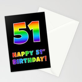 [ Thumbnail: HAPPY 51ST BIRTHDAY - Multicolored Rainbow Spectrum Gradient Stationery Cards ]