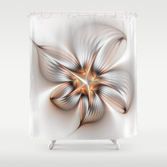 Elegance of a Flower, modern Fractal Art Shower Curtain