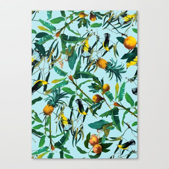 Fruit and Birds Pattern Canvas Print