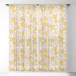 Bright colored floral design Sheer Curtain