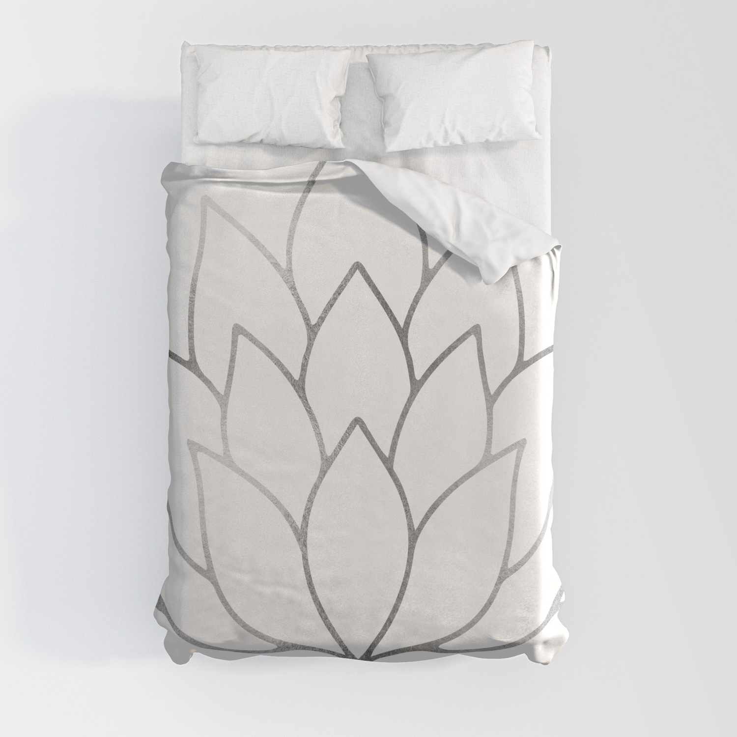 Brawl Omgeving single Silver Foil Lotus Flower Duvet Cover by Leah McPhail | Society6