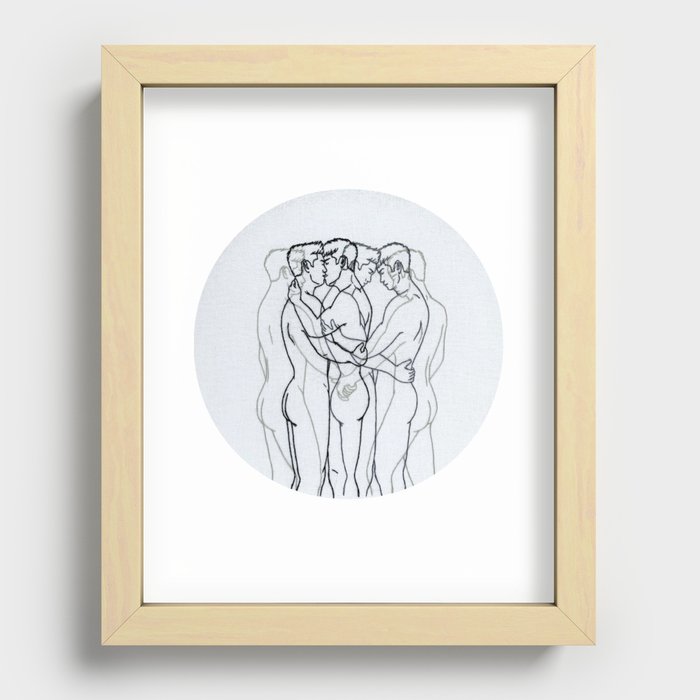 Embroidery art "Motion" printed/ Gay art Recessed Framed Print