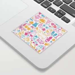 Pink Blue and Yellow Summer Girly Elements Sticker