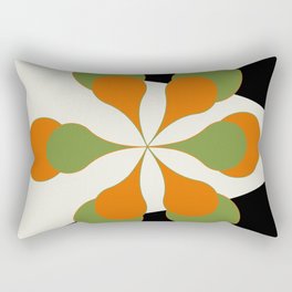 Mid-Century Modern Art 1.4 - Green & Orange Flower Rectangular Pillow