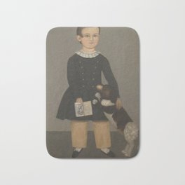 Samuel Miller - Young Boy with Dog Bath Mat | Portrait, Old, Illustration, Book, Child, Artprint, Playful, Dog, Vintage, Fineartsmuseums 