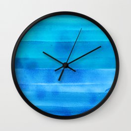 Abstract Ocean Sky | Blue Watercolor Stripe Pattern Wall Clock