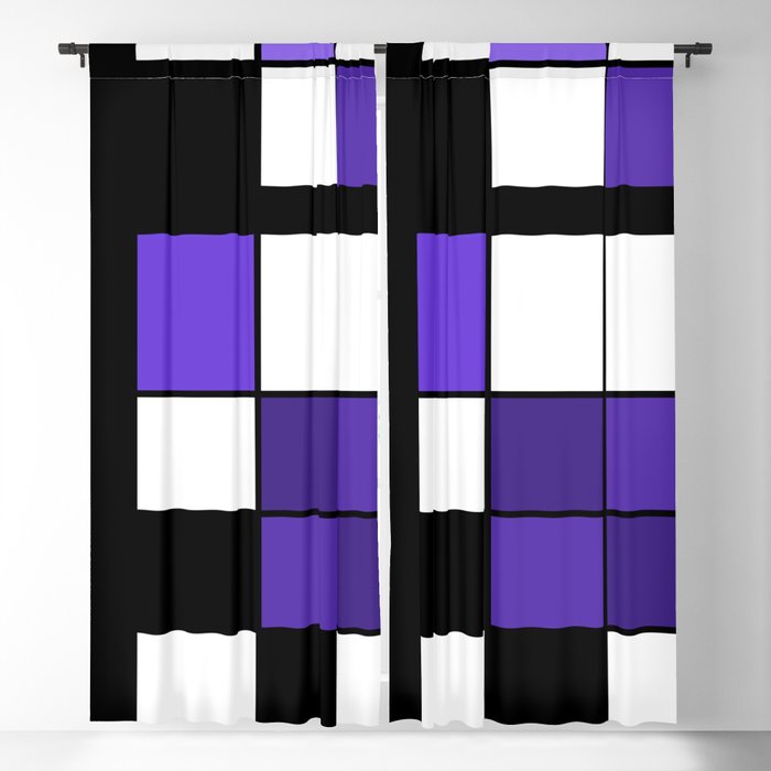 De Stijl Style Geometrical Art Indigo Blackout Curtain