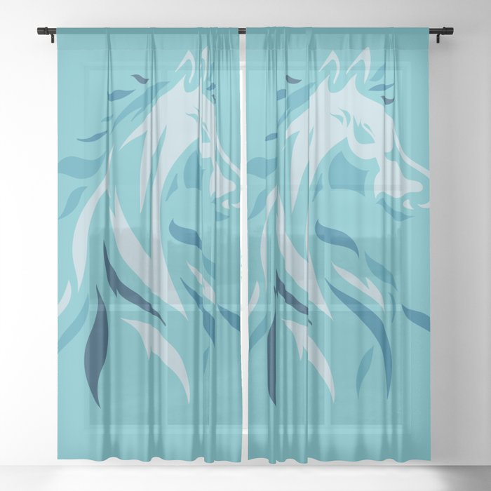 Horse Friend Tattoo - Color Illustration  -   Equestrian Amazing 00227 - decor design Sheer Curtain