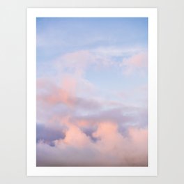 Pink magenta fluffy clouds in the sky Art Print