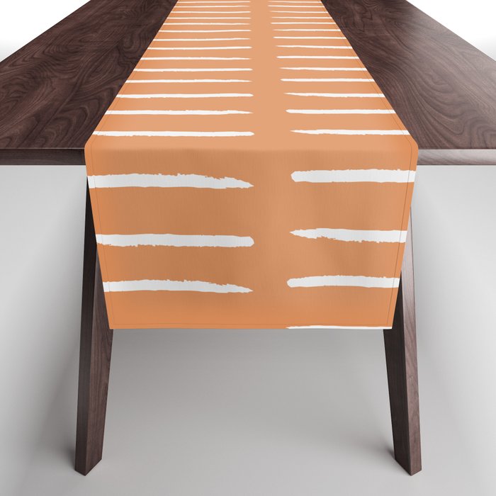 Line Dashes (white on orange) Table Runner
