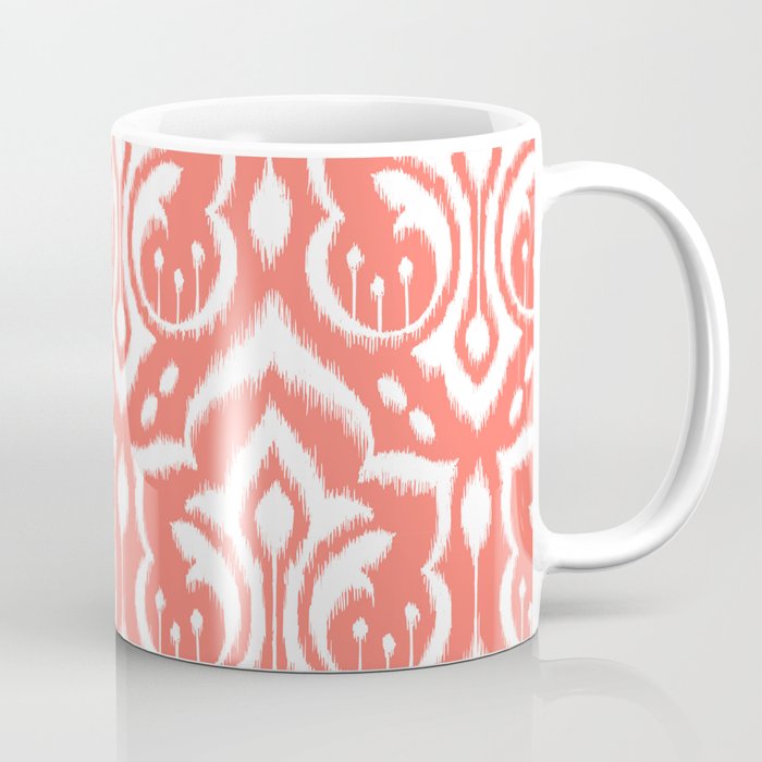 Ikat Damask Coral Coffee Mug